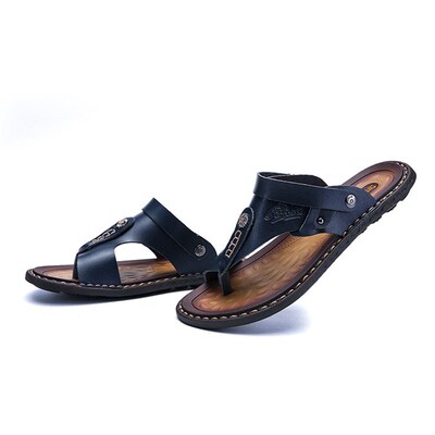 Flip Flops On The Beach, Large Size Mens Leather Pulley