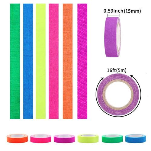 5Meter 6 Colors Neon Gaffer Cloth Tape Fluorescent Rainbow C
