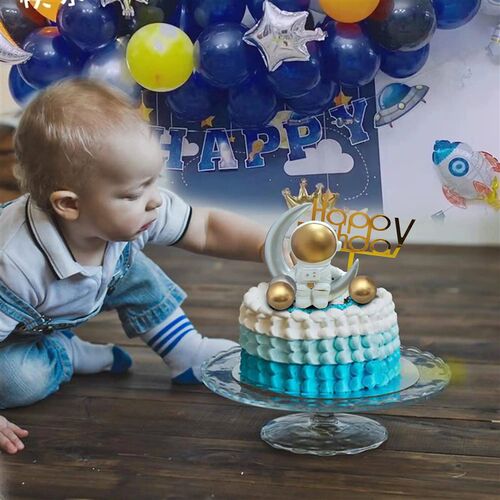 14pcs Astronaut Cake Decoration Set Space Birthday Party Dec