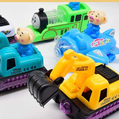 Electric Piggy Universal Light Music Excavor Aircraft Train