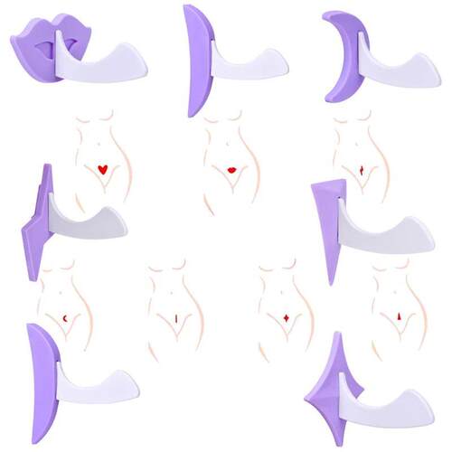 9Pcs Bikini Privates Shaving Stencil Set Female Pubic Hair T