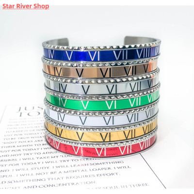Classic Brand Enamel Bangles For Women Roman Numbers Bracele