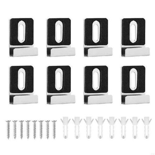 B9HB Frameless Mirror Hanging Set 8Pcs Steel Clip with