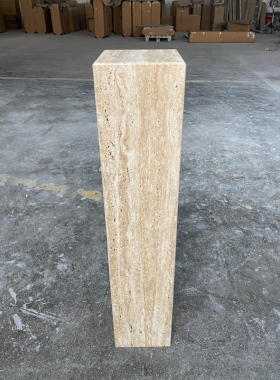 天然洞石大理石底座摆台酒店别墅装饰摆件底座石柱雕塑台高端定制