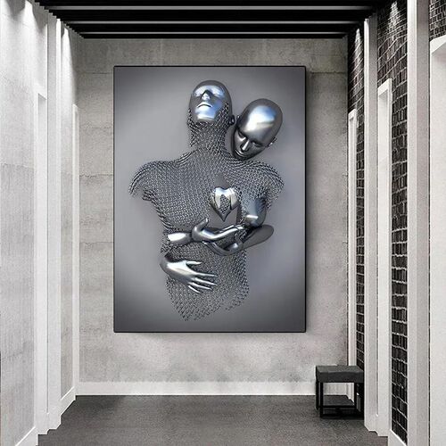 Metal Figure Statue  Painting Romantic Abstract Posters Prin
