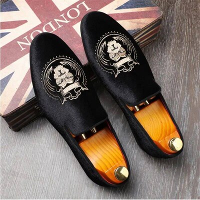 Men Fashion Embroidery Party Wedding Slip-on Loafers Moccasi