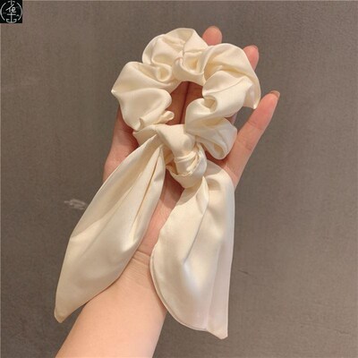 Luxury Satin Silk Bow Streamers Hair Ring Knotted Scrunchie