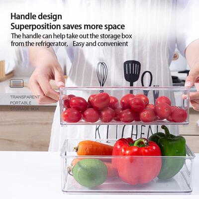 1/2Pcs Refrigerator Organizer Bin Stackable Fridge Food Stor