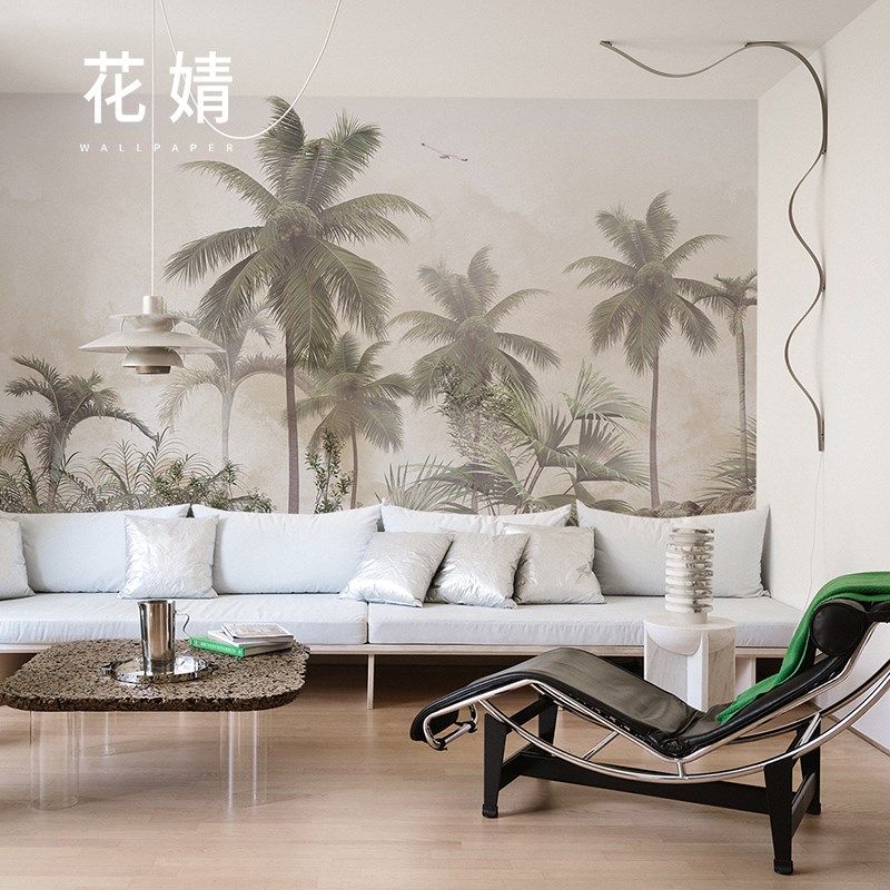壁画定制法式复古雨林民宿卧室墙布东南亚客厅电视背景墙装饰壁纸,家装主材,定制壁画,淘宝优惠券,粉丝福利购,淘宝优惠卷