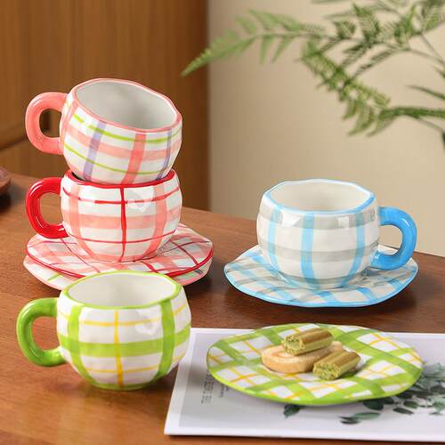 milk tea glass ceramic coffee mug cup cute cartoon spoon杯子