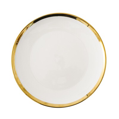 10  White Gold Border Round Ceramic Main Dining Plate