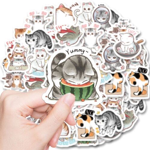 46pcs Cute Kitten Cartoon Graffiti ers Decorated Notebook Wa