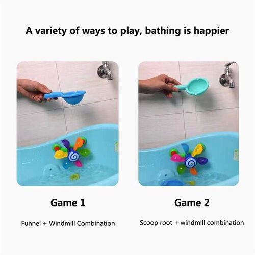 Colorful Waterwheel Bathing Sucker Baby Bath Toys Bathtub Wa