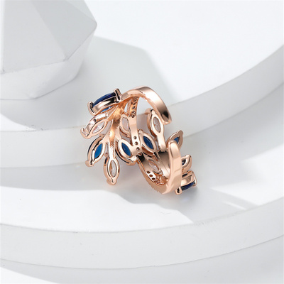 Marquise Cut Royal Blue Green Purple Pink Zircon Leaf Rings