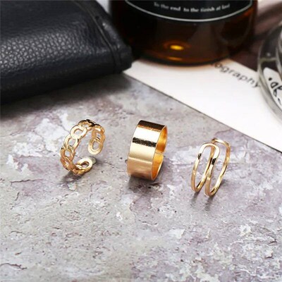 Modyle Vintage Black Rings Set For Women Girls Punk Metallic