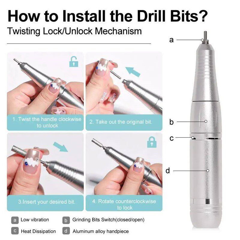 Professional 45000RPM Electric Portable Nail Drill Machine R