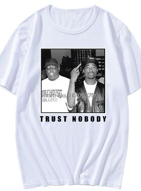 Gangsta Rap 2Pac Short Sleeve Men's Korean Fashion T-shi