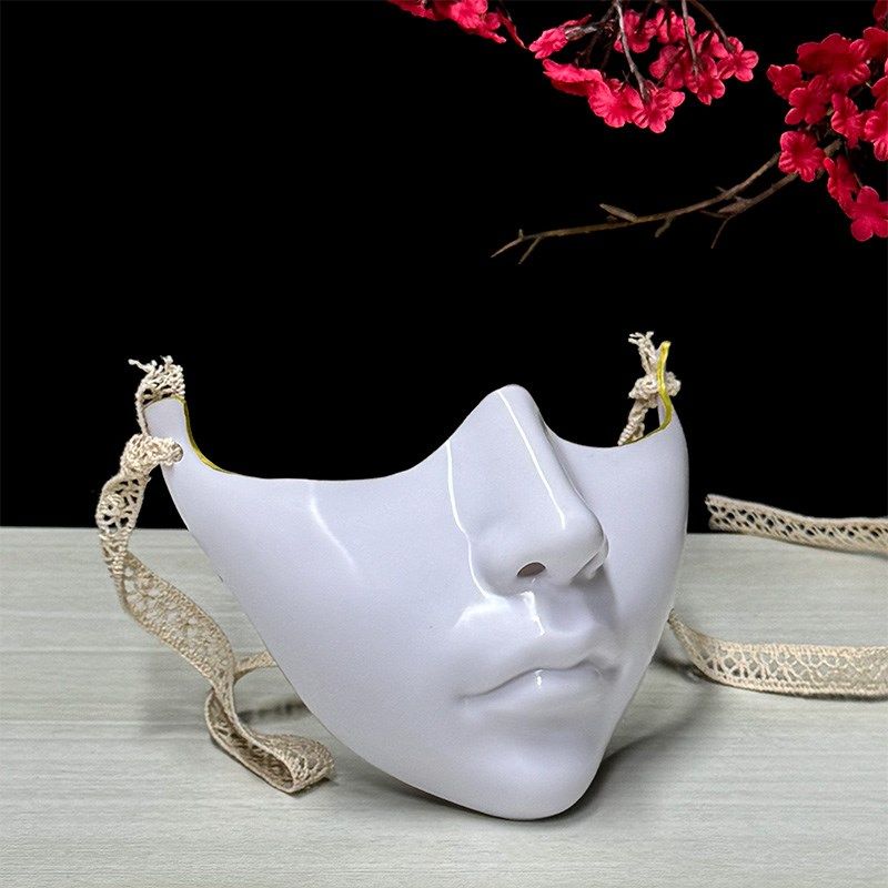 cos半脸白色面具汉服京剧塑料美女diy古风手绘古风面罩黑装扮道具,节庆用品/礼品,面具,淘宝优惠券,粉丝福利购,淘宝优惠卷