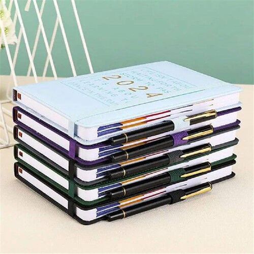 Faux Leather Cover 2024 Planner Note 12 Monthly Weekly