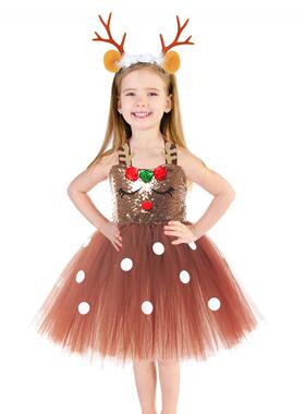 Tutu Christmas Elk Skirt Children's Veil
