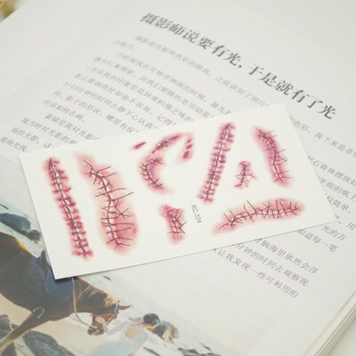 Halloween tattoo sticker horror surgery wound sticker万圣节