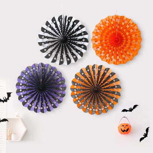Halloween decorated paper fan honeycomb origami 幽灵蜂窝折纸