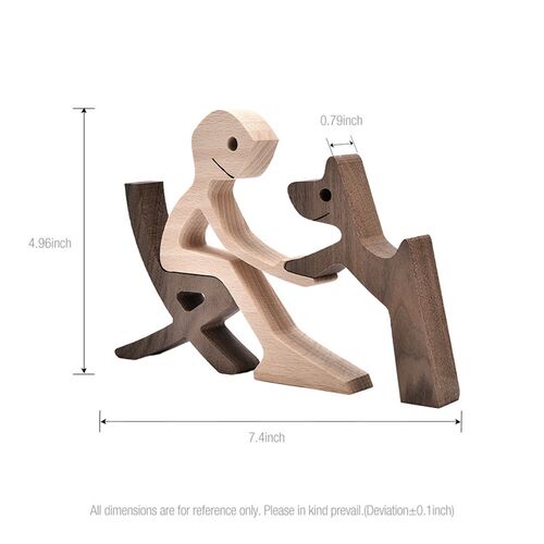Handmade Wood Dog Decor Sculptures Craft Creative Figurine O
