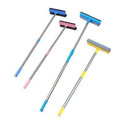 Window Squeegee Cleaning Brush Double Sided Telescopic Pole