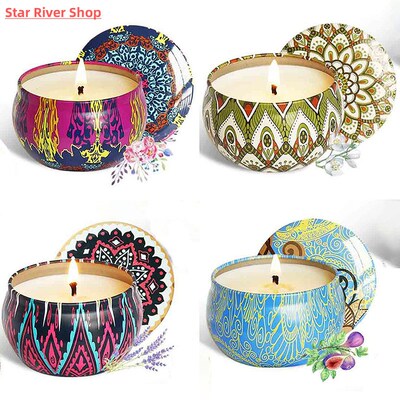 Smokeless Tinplate Scented Candles Gift Set Natural Soy Wax