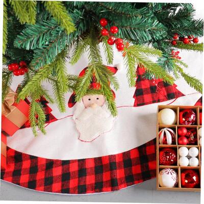 Christmas tree skirt plaid floor mat 圣诞树裙