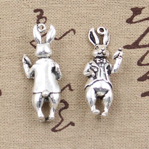 3pcs Charms 3D Stereo Rabbit 36x15mm Antique Pendant fit,Vin