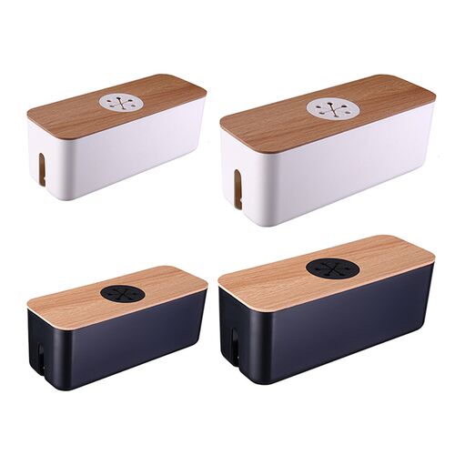 Wooden Cable Storage Box Power Line Storage Case Dustproof C