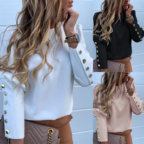 2021 Spring Loose Blouse Women Long Sleeve Tops Shirt Casual