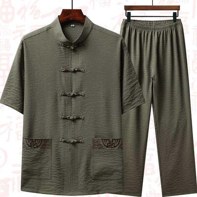 Summer Short-sleeved Tang Suit Mens Casual Suit Mens Dads