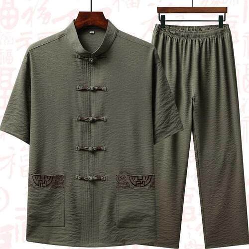 Summer Short-sleeved Tang Suit Mens Casual Suit Mens Dads