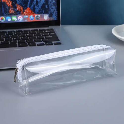Transparent Zipper Pencil Case Pen Bag Cosmetic Makeup Pouch