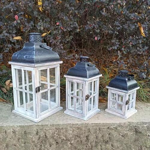 New Nordic style wooden candle holder wrought iron wind lamp