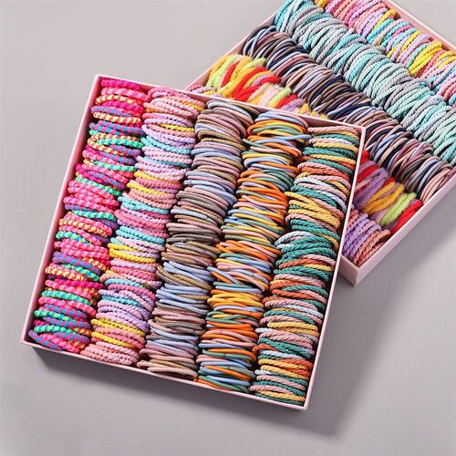New 100Pcs/lot Hair Bands Girls Candy Color Elastic Rubber B