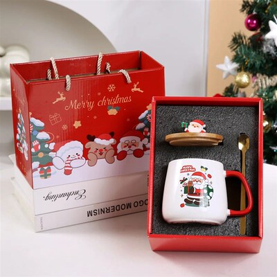 Christmas Gift Set: Warm 55 Ceramic Mug with Lid featuring