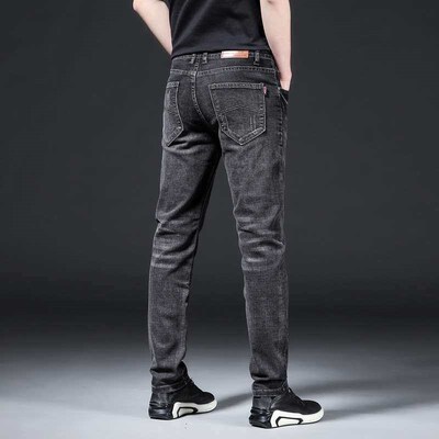 High-end Pants Mens tendy Stetch Slim-fit Straight Jeans Lo