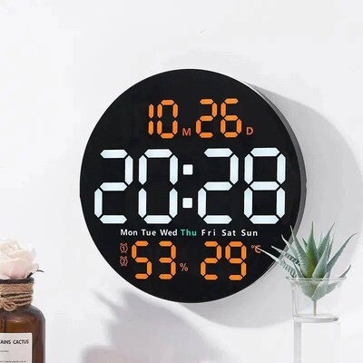 10inch LED Large Digital Wall Clock with Remote Control Temp