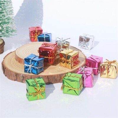 12pcs Mini Gift Boxes Christmas Tree Pendant & Drop Ornament