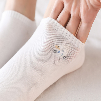 Instime 5 Pairs/Pack Kawaii Embroidered Ankle Socks Women Ex