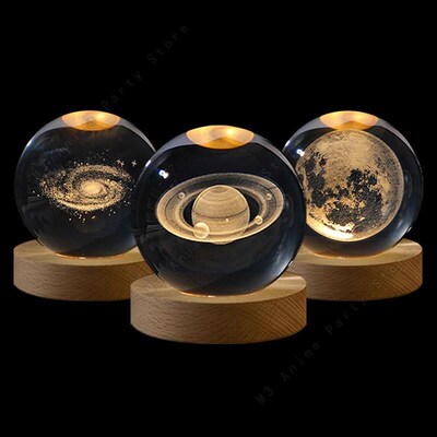 Unique 3D Crystal Ball Night Light Led Lamp Bedside Table Gl