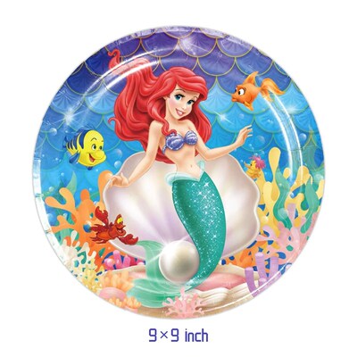 Mermaid Kid Birthday Party Supplies Tableware Paper Cup Plat