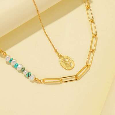 Fashion personality ins wind double layer pearl crushed ston