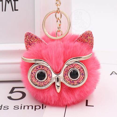 。Bag pendant fur car pendant Gretel owl Pluh key chain imit
