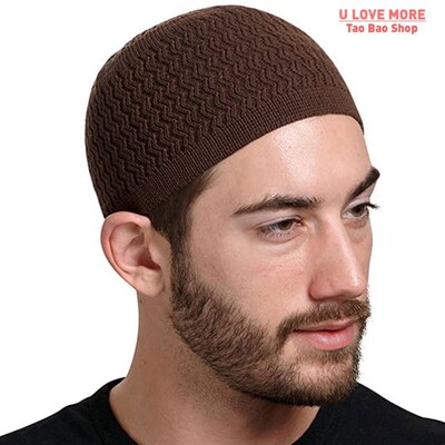 Winter Knitted Muslim Men Prayer Hats Unisex Beanies Cap War