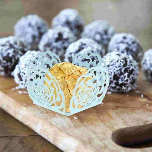 50pcs Chocolate Paper Cups Hollow Flower Design Wedding