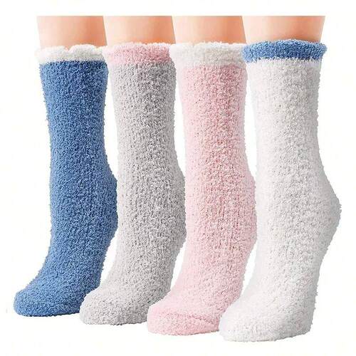 4 Pairs Womens Winter Warm Socks -Fuzzy Thick Thermal Fluff